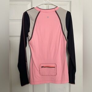 Lululemon size 6 Women's Pink and Black Long Sleeve Top with Pocket on the back